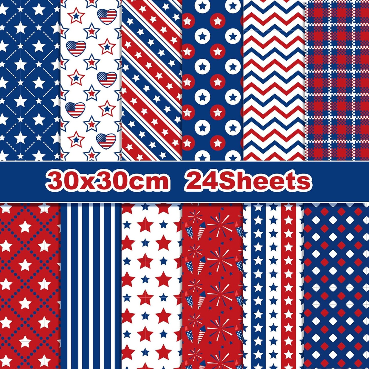 Patriotic American Flag Double-Sided Paper,