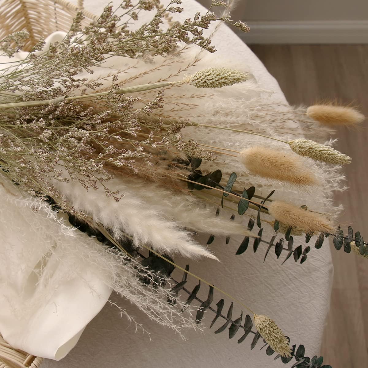 Natural Dried Flower Bouquet,17&#x22; Dried Flowers for Vase,Dried Floral Arrangements for Home D&#xE9;cor Indoor with Pampas