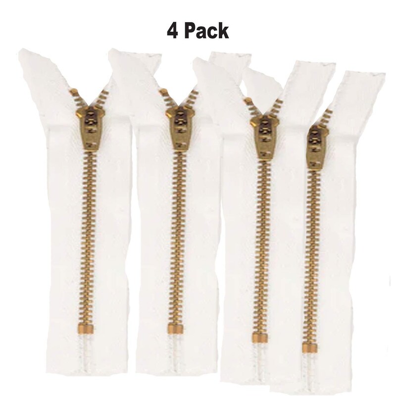 White Brass Jean Zipper 4.5MM Closed Bottom 4 to 9 Inch
