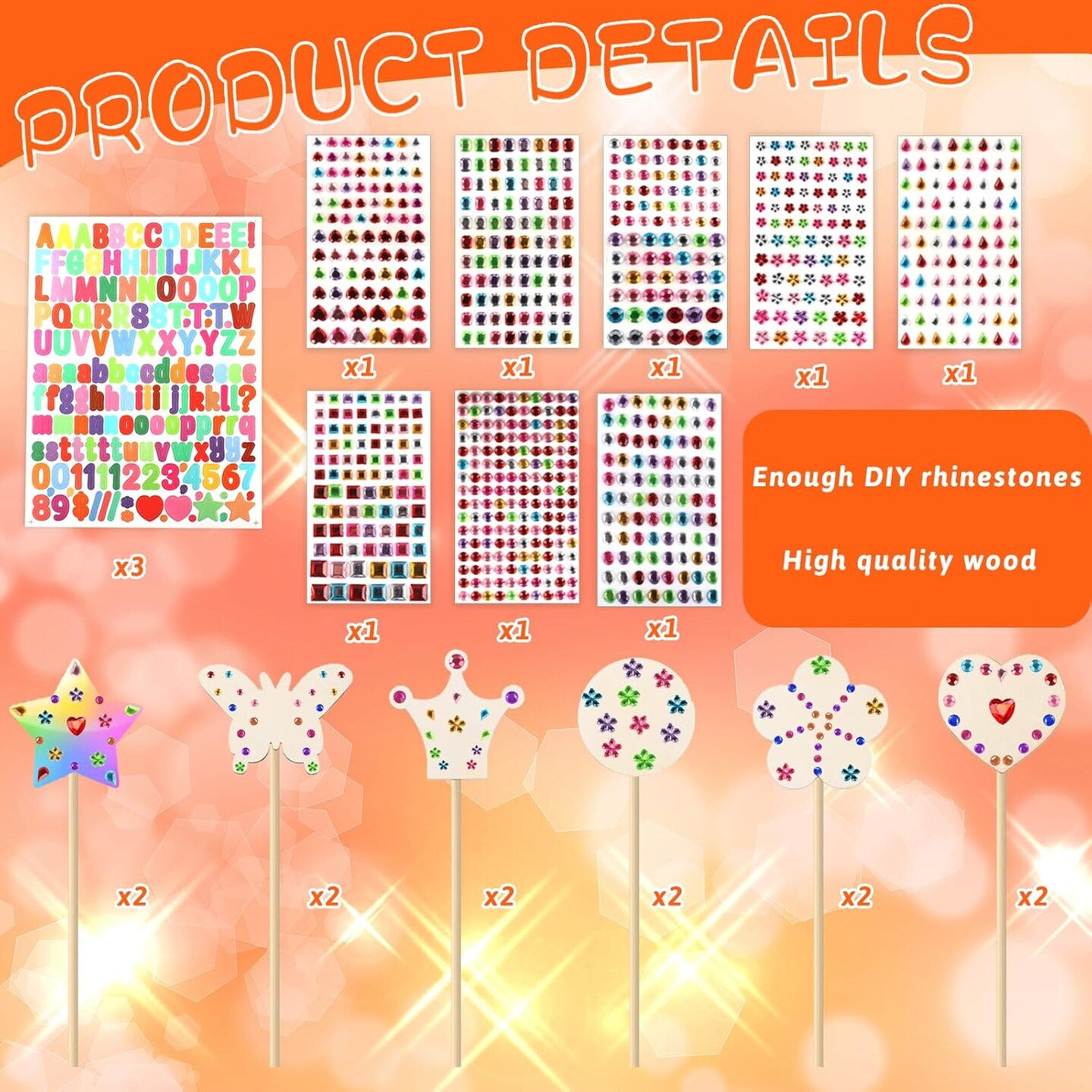 35 Pcs White Paper Crowns Set Princess Fairy Wands Kit DIY Birthday Party Crowns for Kids