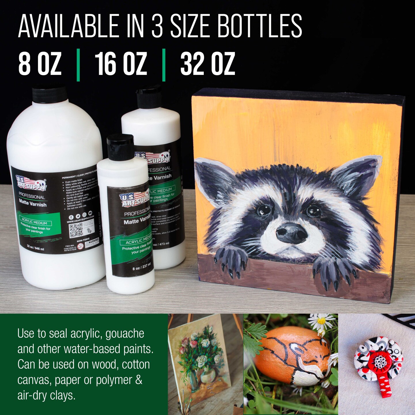 32 oz Matte Acrylic Varnish for Acrylic Painting, Permanent Clear Protection, Reduces UV &#x26; Photography Glare
