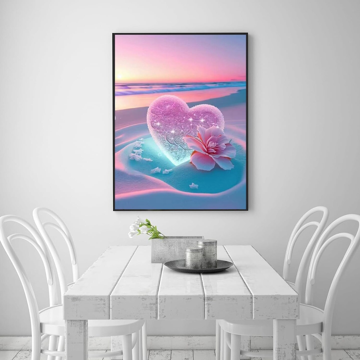 Beach Diamond Painting Kits for Adults-Diamond Art Kits for Love Heart, Gem Art Kits Beaches for Adults for Gift Home Wall Decor (16x12inch)