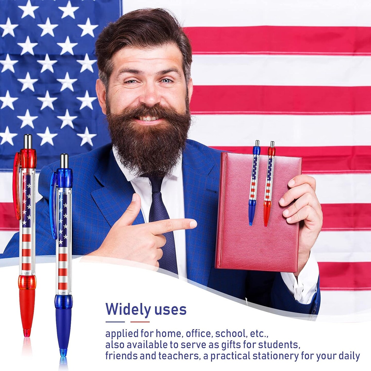 American Flag Ballpoint Pen,Patriotic Day Retractable