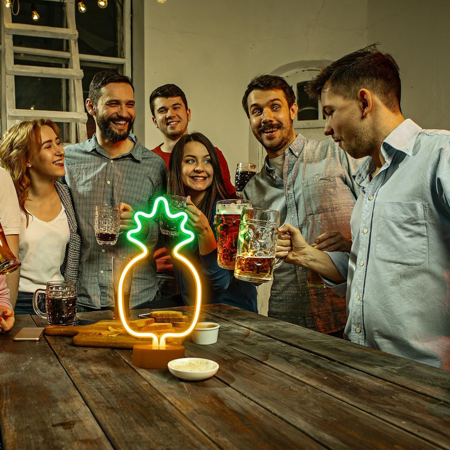 Summer Pineapple Neon Sign &#x2013; Warm White LED Light for Table Decor &#x26; Indoor Summer Vibes