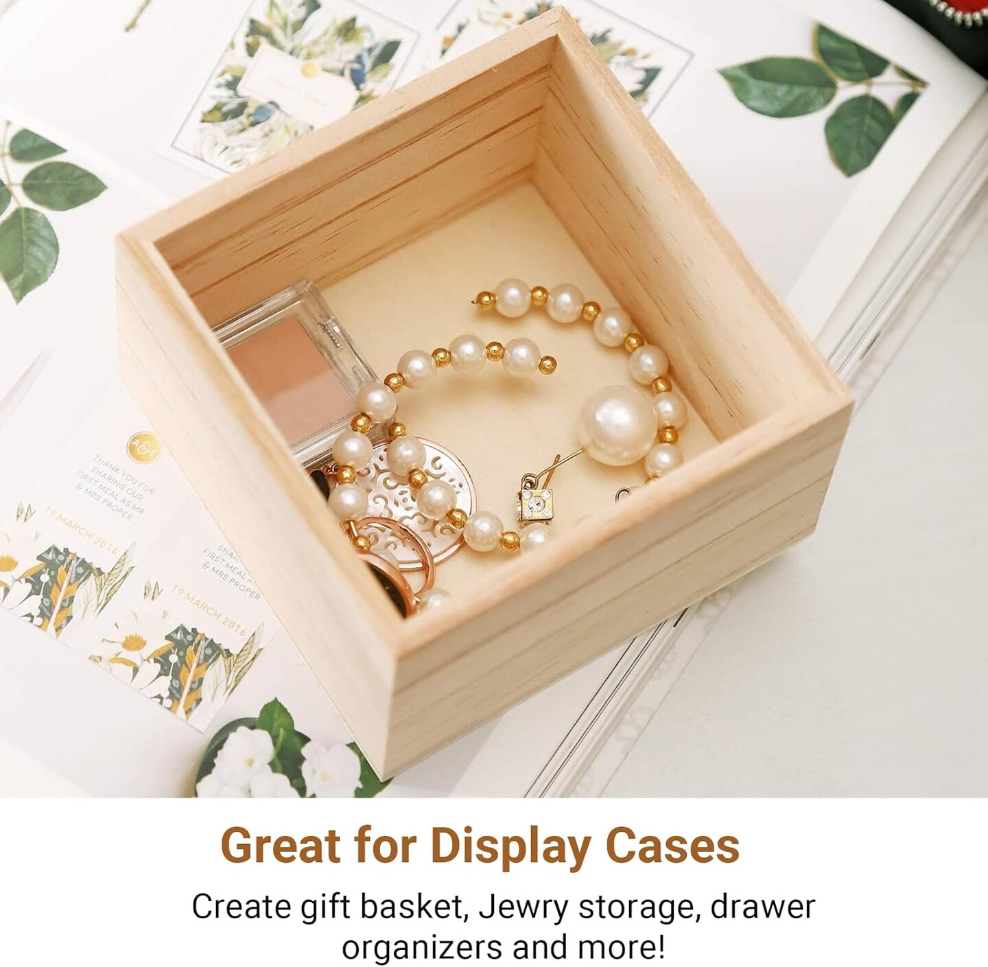 6&#x22; x 6&#x22; Unfinished Wooden Box Storage, Mini Wood Crates