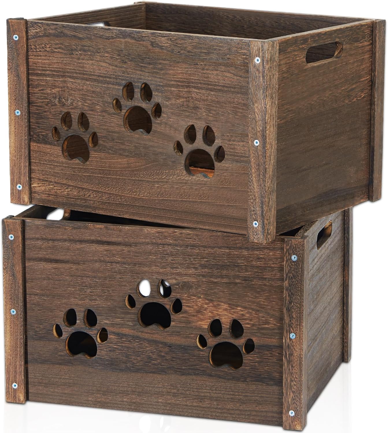 2 Pack, Hollow Claw Wooden Crates for Display