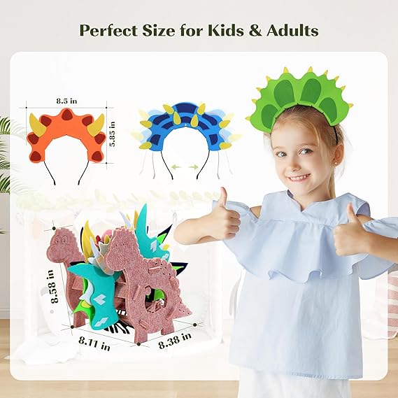 12 Pcs Dinosaur Headbands with Hairband Holder Party Hats for Kids Dinosaur Party Favors Dinosaur Birthday Decorations Dinosaur Themed Activities Halloween Cosplay