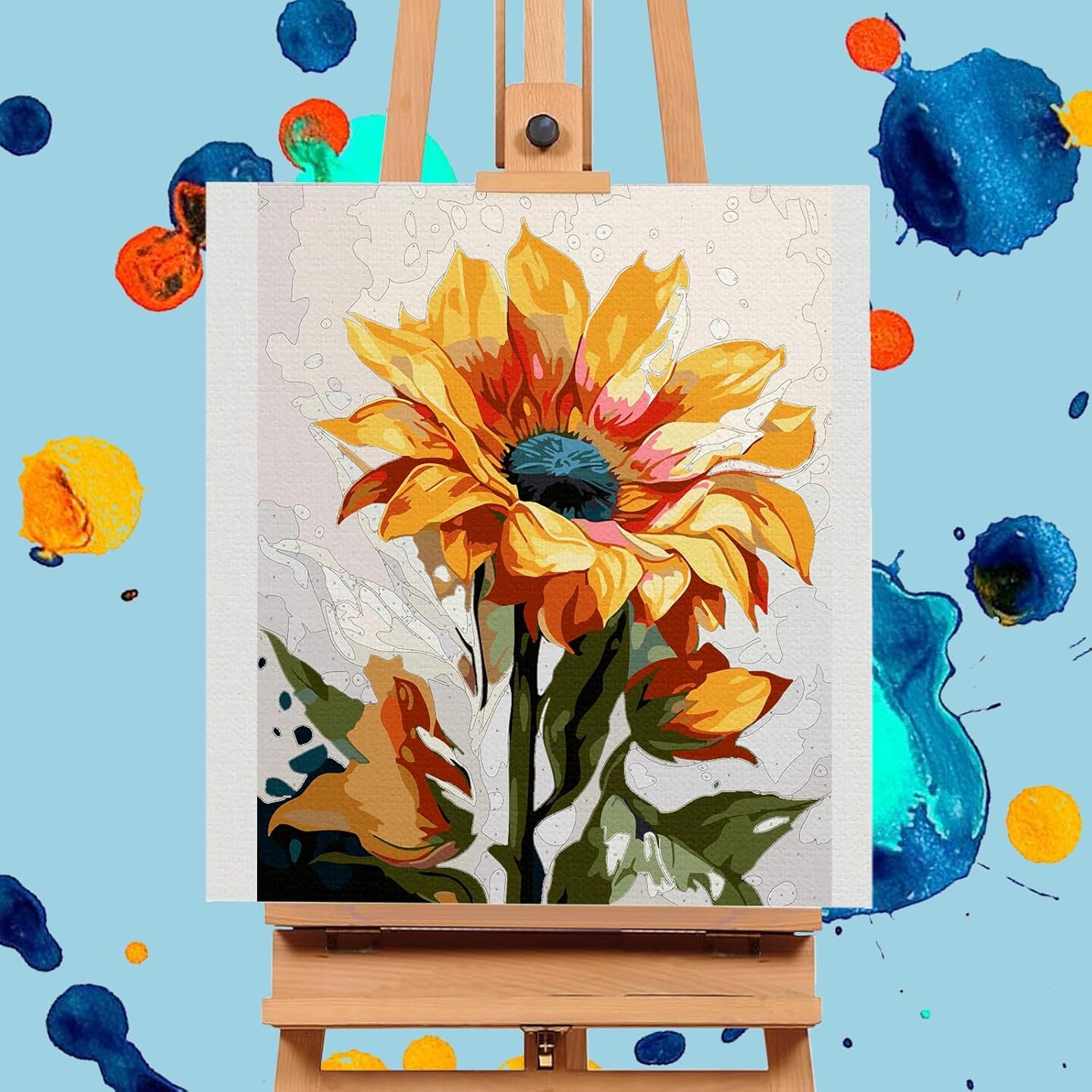 Paint by Numbers Kit for Adults Beginners, Sunflower Acrylic Adult Paint by Number Kits on Canvas, Sunflower Digital Oil Number Painting Kits for Home Decor Gift 16&#x22;x20&#x22;