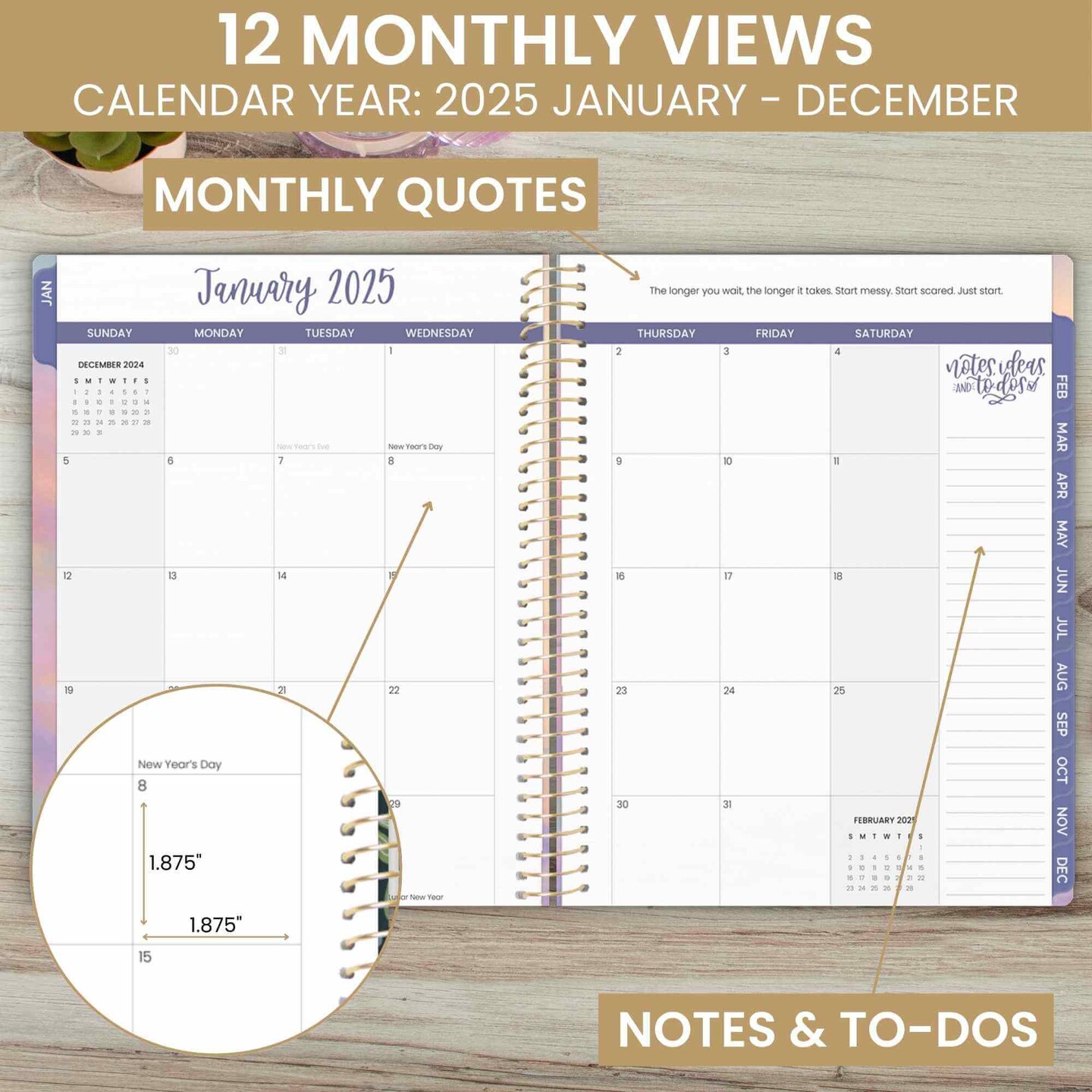 bloom daily planners 2025 Soft Cover Planner, 8.5" x 11", Cotton Candy Clouds