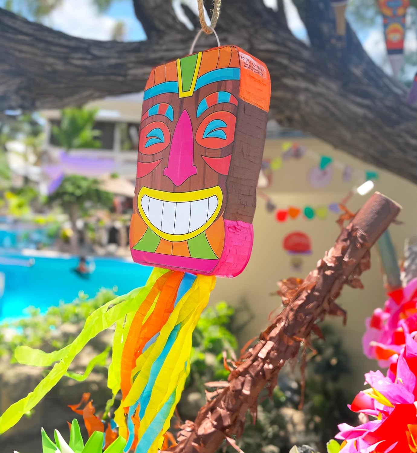 Tiki Pi&#xF1;ata Mask Luau Party Decorations Small 4-piece Set, Great for Tropical Birthday Pool Parties Decoration
