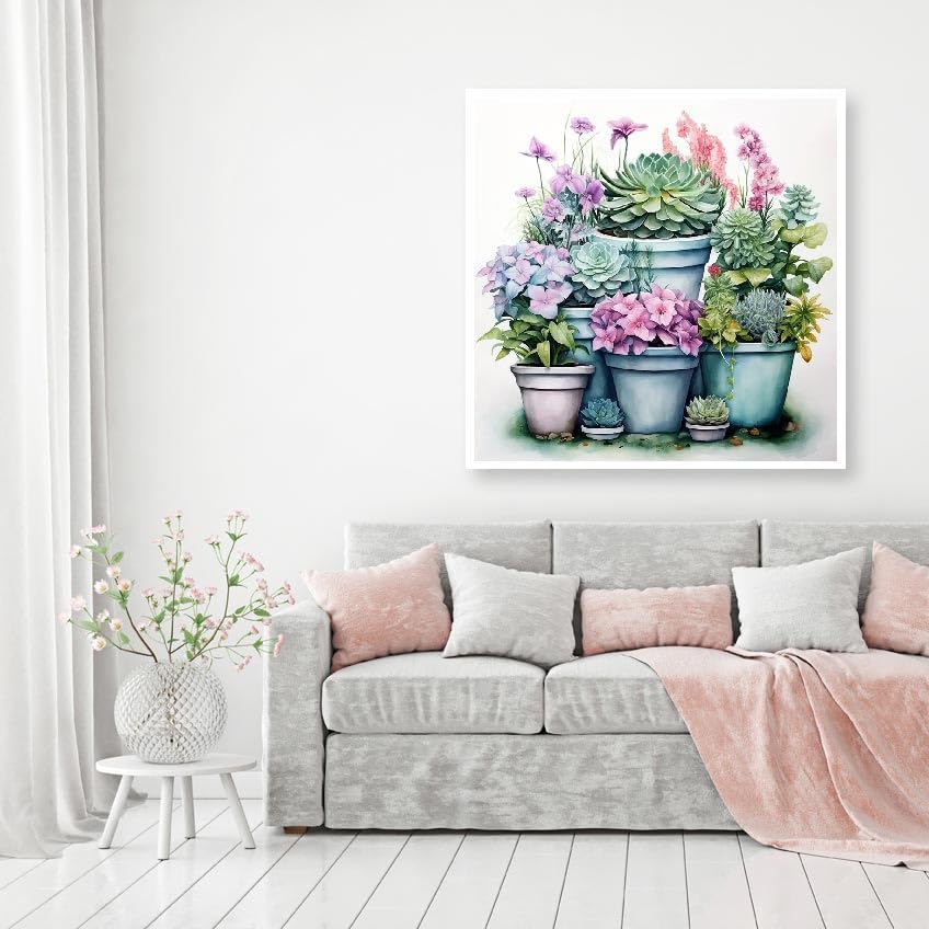 Succulent Plants Diamond Painting Kits for Adults Diamond Art Kits for Adults Beginner, Flower DIY Full Drill Diamond Dots Paintings with Diamonds 5D Gem Art and Crafts Home Decor 12 x12inch