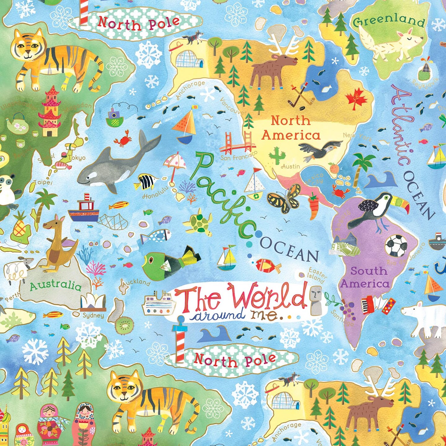 Pack/6 Rolls: World Map Gift Wrap - Roll (30&#x22; x 5 ft.)