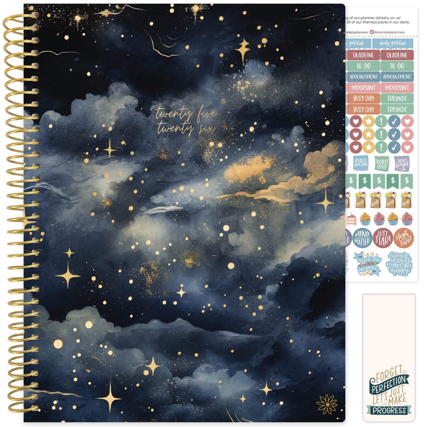 bloom daily planners 2025-26 Academic Planner, Soft Cover, 8.5" x 11", Midnight Sky