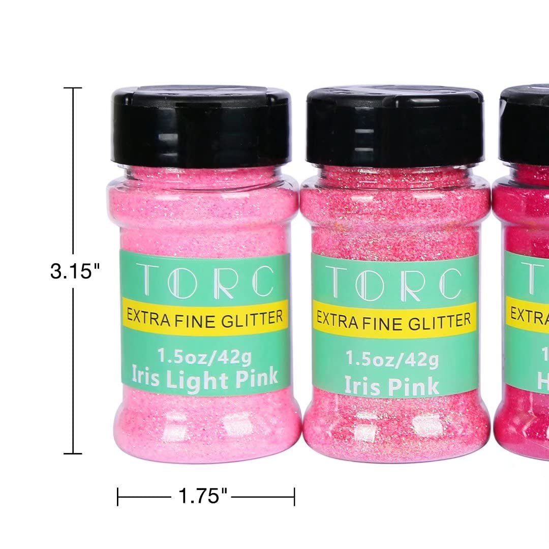 6 oz Pink Fine Glitter Set, Iridescent Pink Hot Pink Fine Glitter for Resin Crafts Tumblers Slime Cosmetic Nail Art Makeup Festival Decor