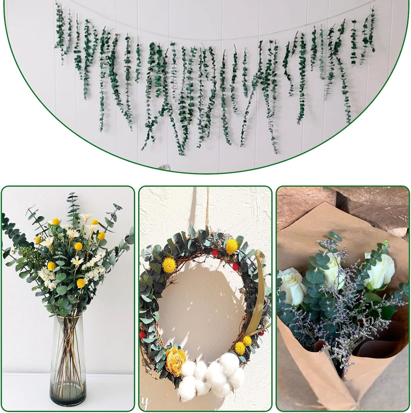 20 Pcs Preserved Dried Eucalyptus Stems, 17" Natural Fresh Eucalyptus Branches for Shower, Real Plant for Vase Filler