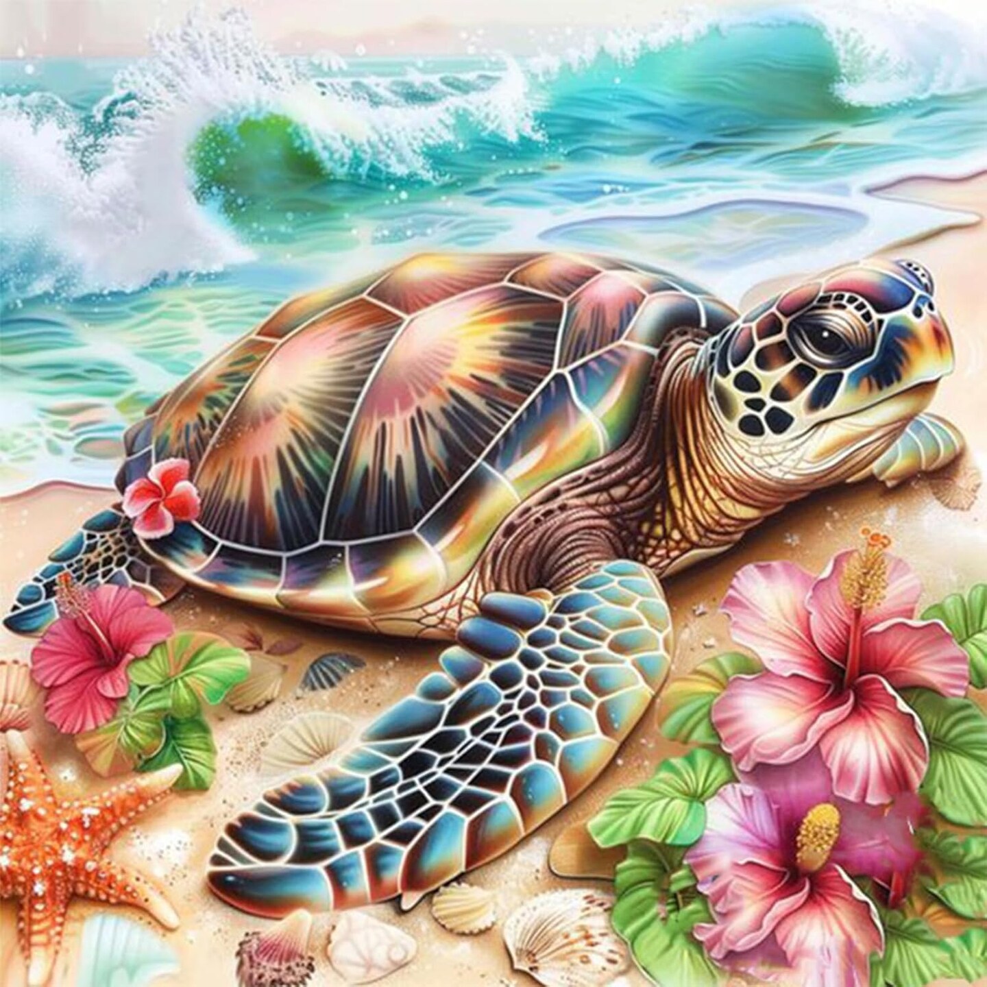 Paint by Number Kits for Adults, Turtle Paint by Numbers Kit, DIY Acrylic Painting by Number Kits - 16" x 16"