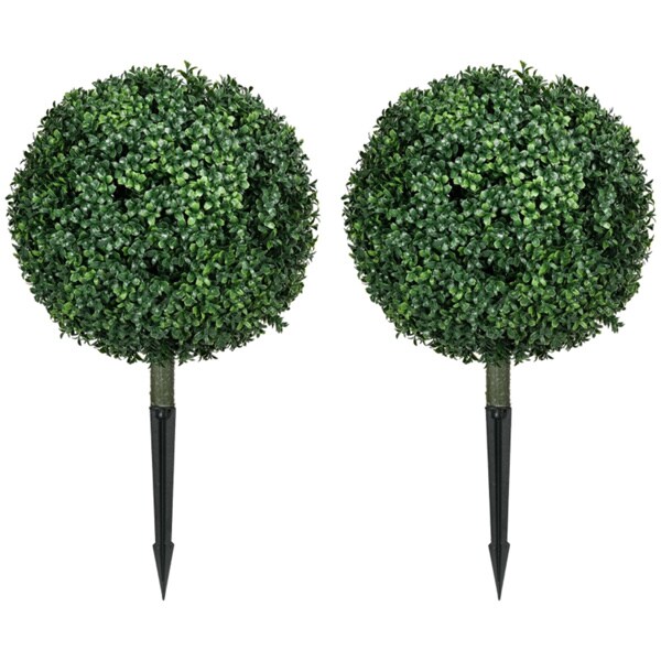 Set of Realistic Round Boxwood Trees &#x2013; Faux Topiary for Indoor &#x26; Outdoor Decor
