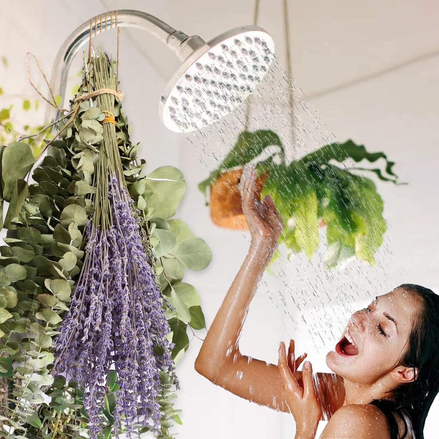 20 PCS Dried Preserved Eucalyptus For Shower, 17" Real Natural Fresh Hanging Stems, Leaves Branches For Vase Filler, Bathroom, Wedding, Dried Flowers Arrangement Decor