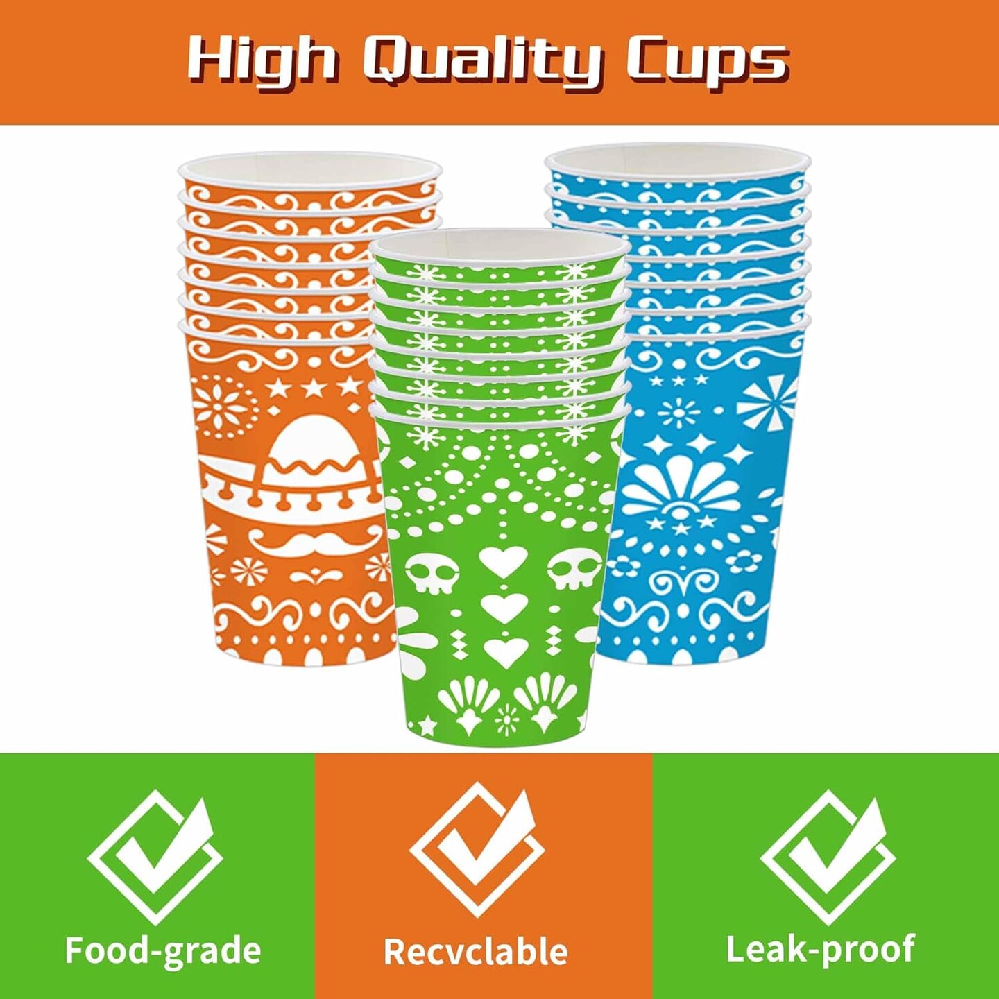 120Pcs Fiesta Plates and Napkins Party Supplies Mexican Cinco De Mayo Party Tableware Set Mexican Party Decors Mexican Fiesta Cups for Taco Carnival Party Decorations Serves 30 Guests