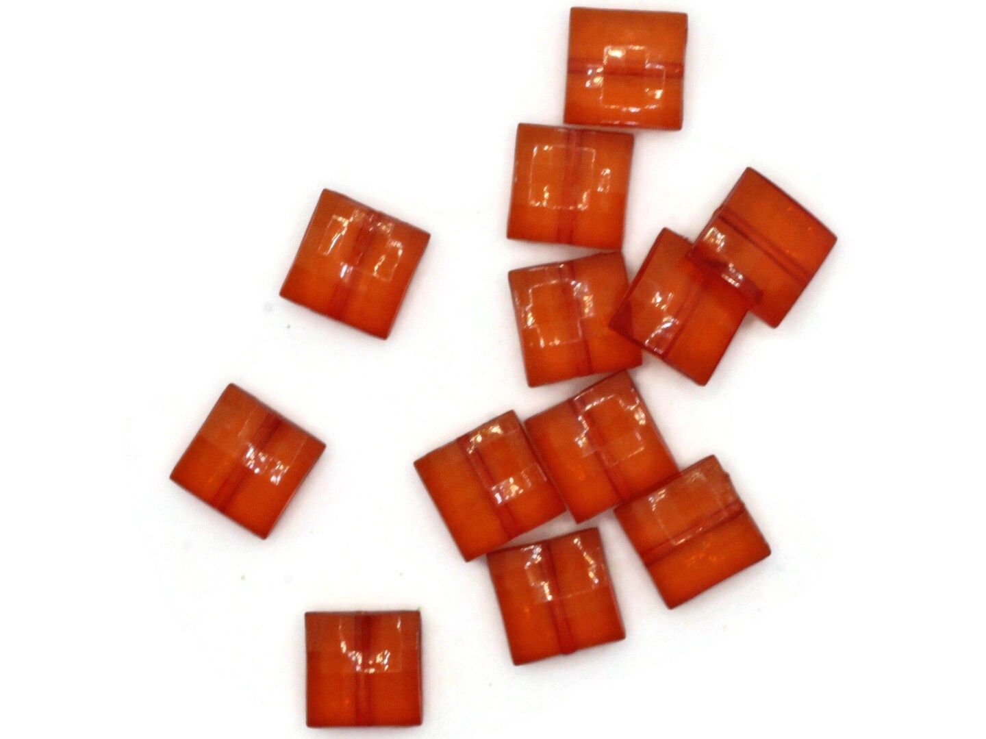 12 16mm Red Acrylic Gems Faceted Square Jewel Beads