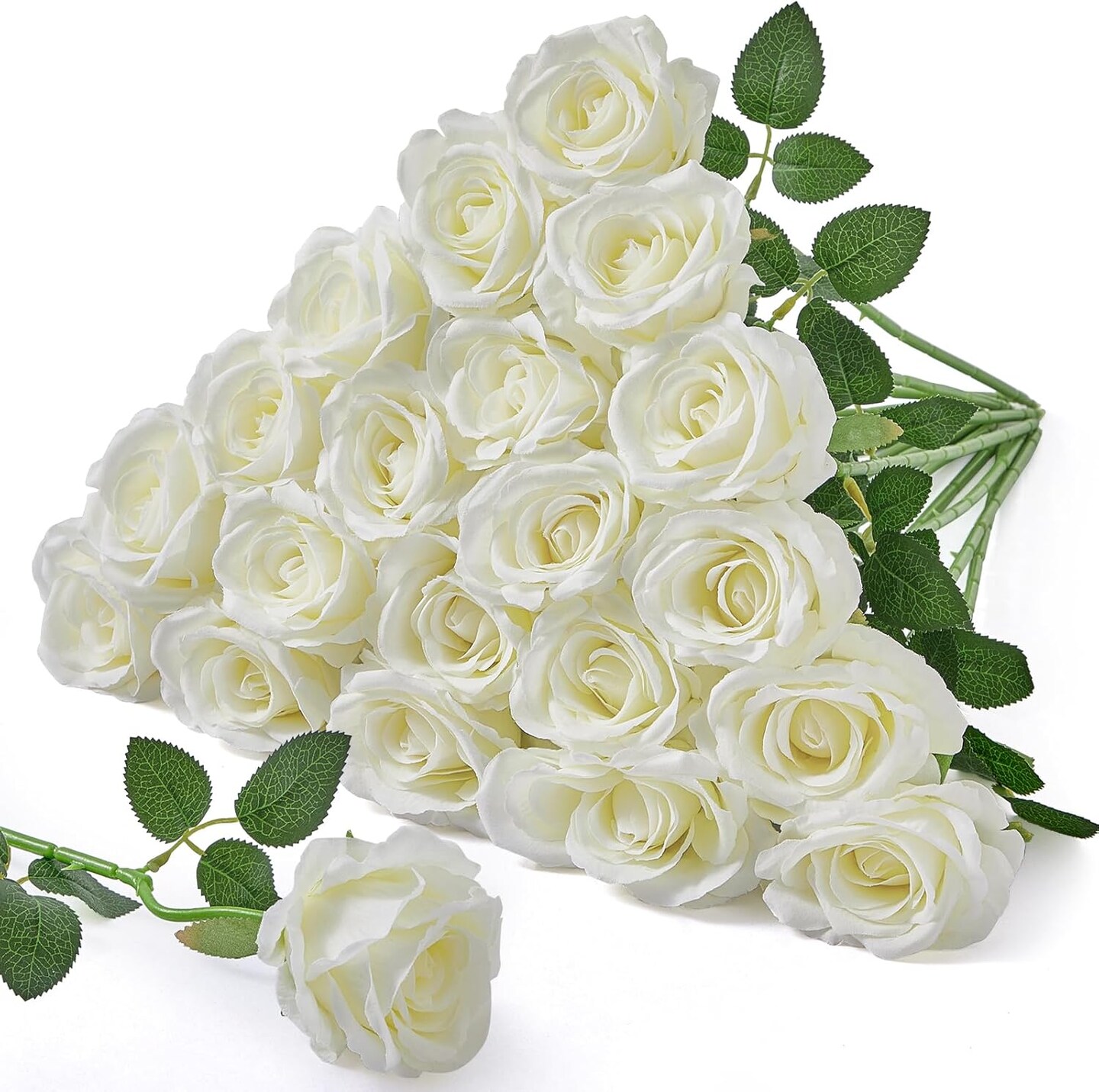 20pcs Artificial White Roses