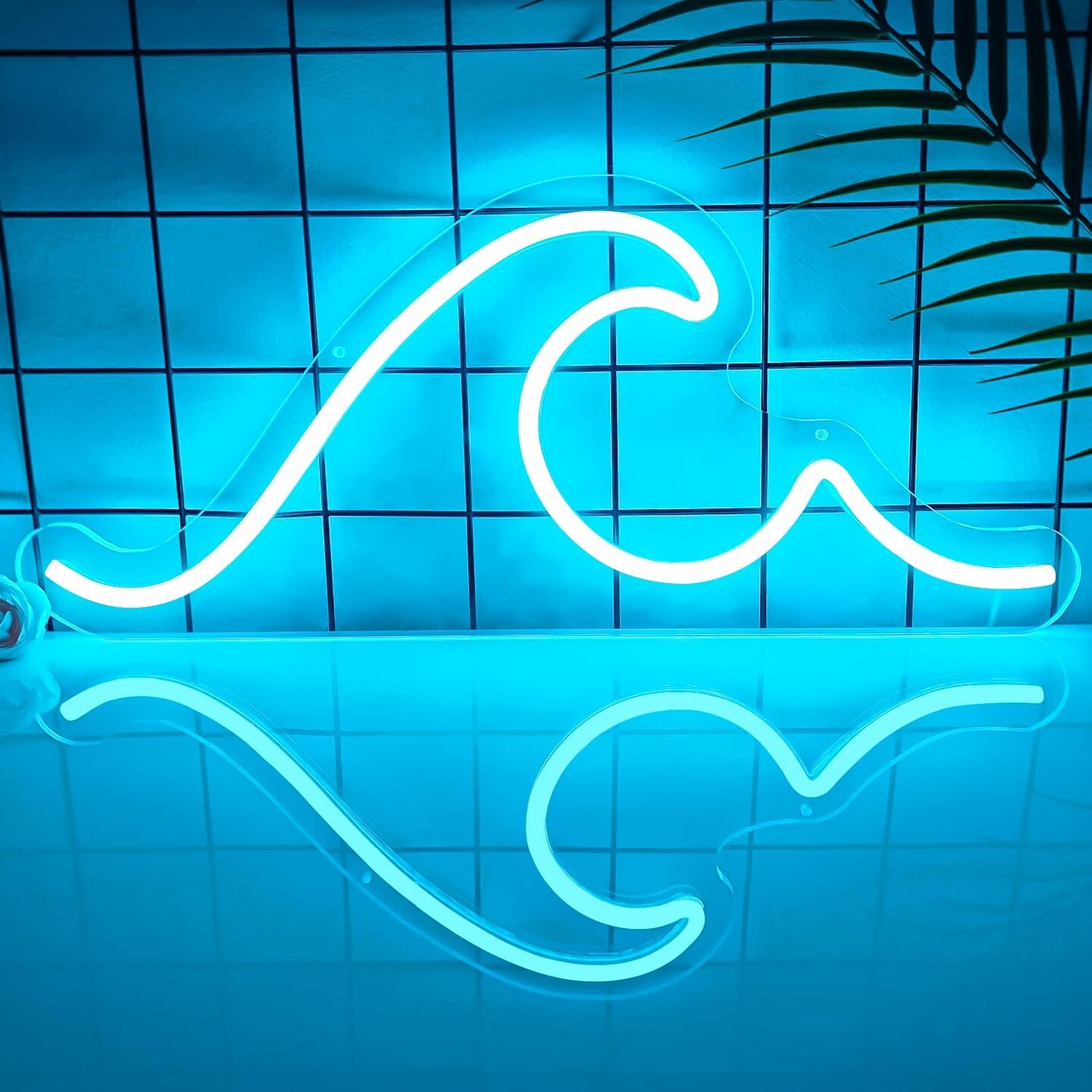 Summer Wave Neon Sign for Wall Decor - Dimmable LED Ocean Wave Night Light for Living Room, Bedroom, Office, and Summer Parties