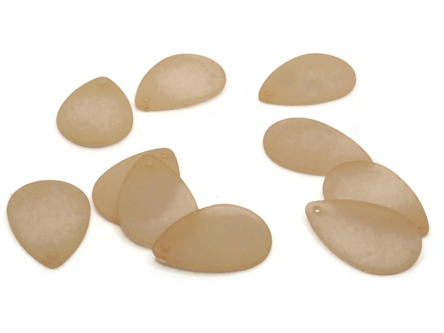 10 25mm Flat Teardrop Frosted Peach Pink Lucite Plastic Beads