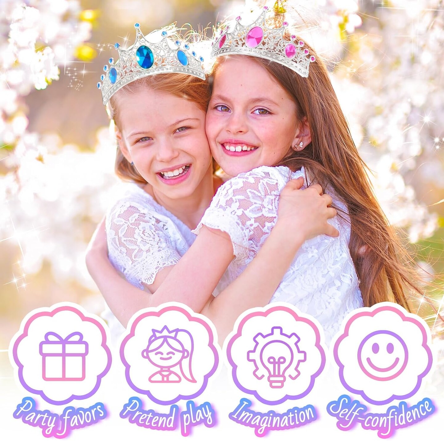 Party Favors Princess Crowns for Little Girls, 16Pcs Princess Dress Up Tiaras for Kids Jewelry Cosplay Accessories