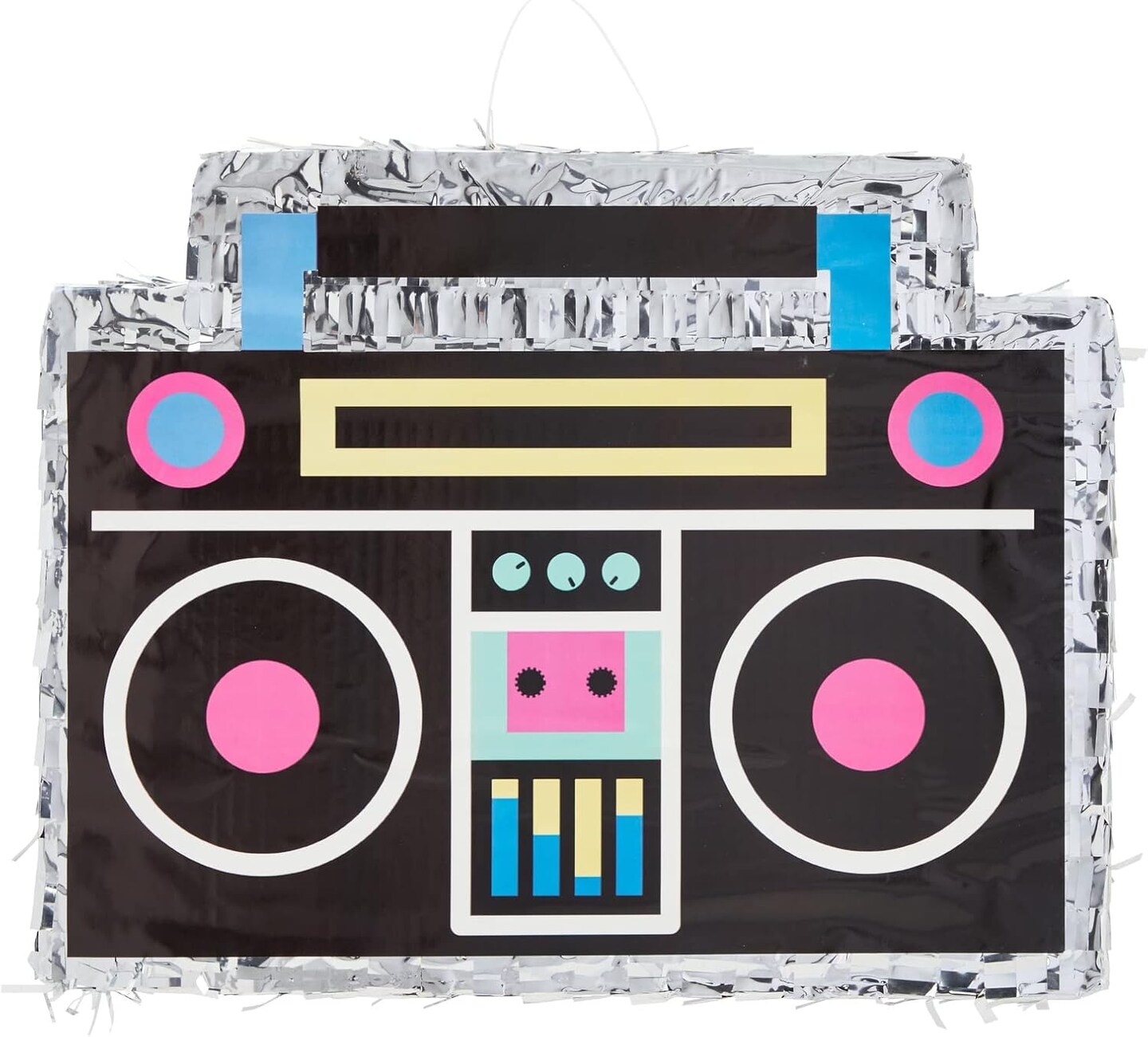 Boombox Pinata - 80s and 90s Theme Party Decorations, Hip Hop, Retro Birthday Supplies (16.5x12.8x3 In) - 90s Party Decorations - Boom Box Decor Pinata