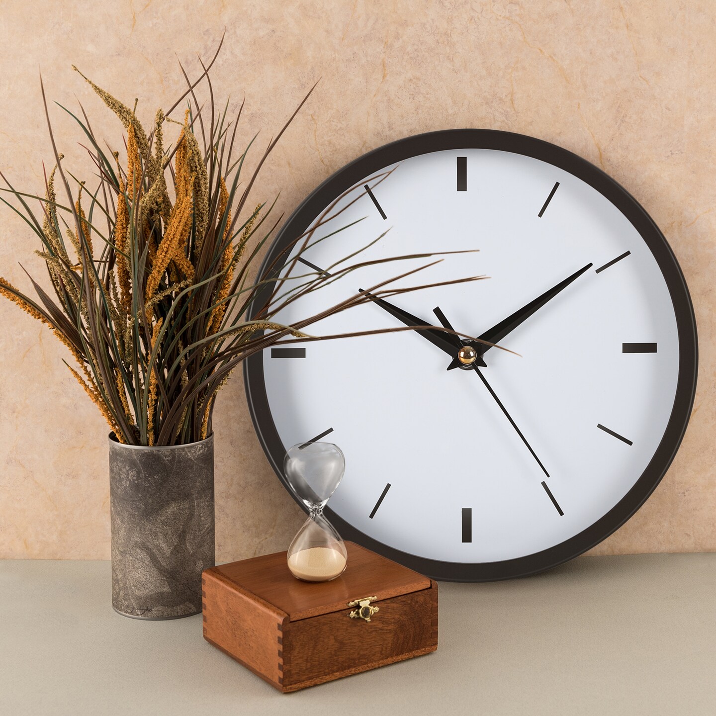 8 Inch Stainless Steel Wall Clock (20 cm) - Silent Battery Operated Non-Ticking Clock with Brushed Metal Finish, Black Dial for Living Room, Bedroom, Office