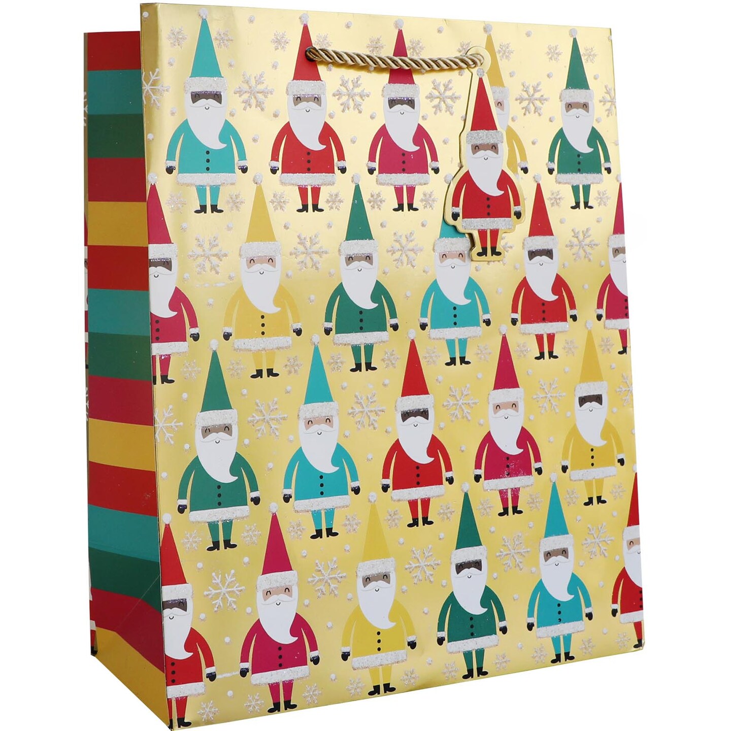 Pack/6: Bright Santa Gold Gift Bag - 10 x 5 x 12-1/2&#x22;