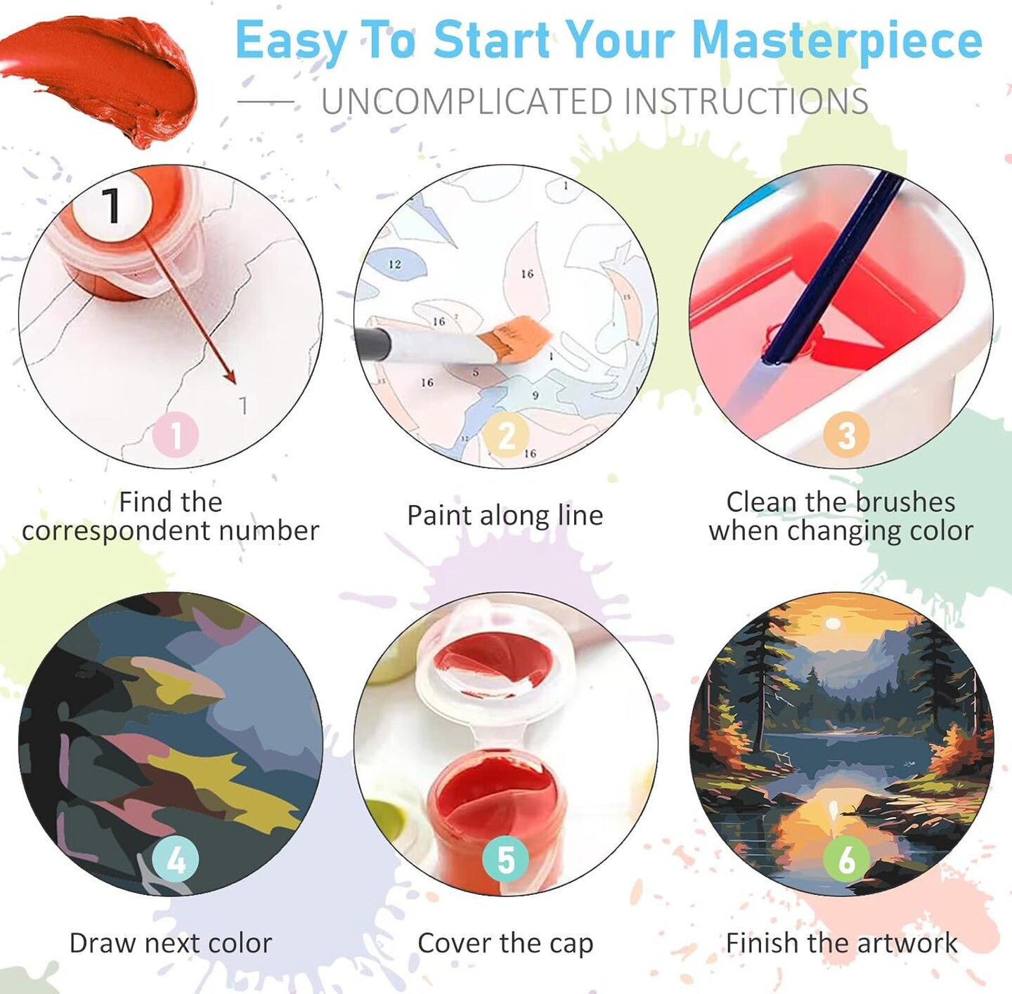Paint by Numbers Kit for Adults- Lake Landscape Adult Paint by Number Kits on Canvas for Beginners, Scenery DIY Acrylic Oil Number Painting Kits for Home Wall Decor Gift 16&#x22;x20&#x22; (without Frame)