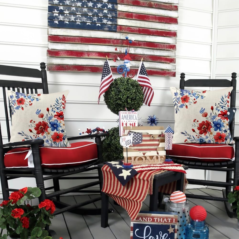 Throw Pillow Cover for 4th of July Decorations