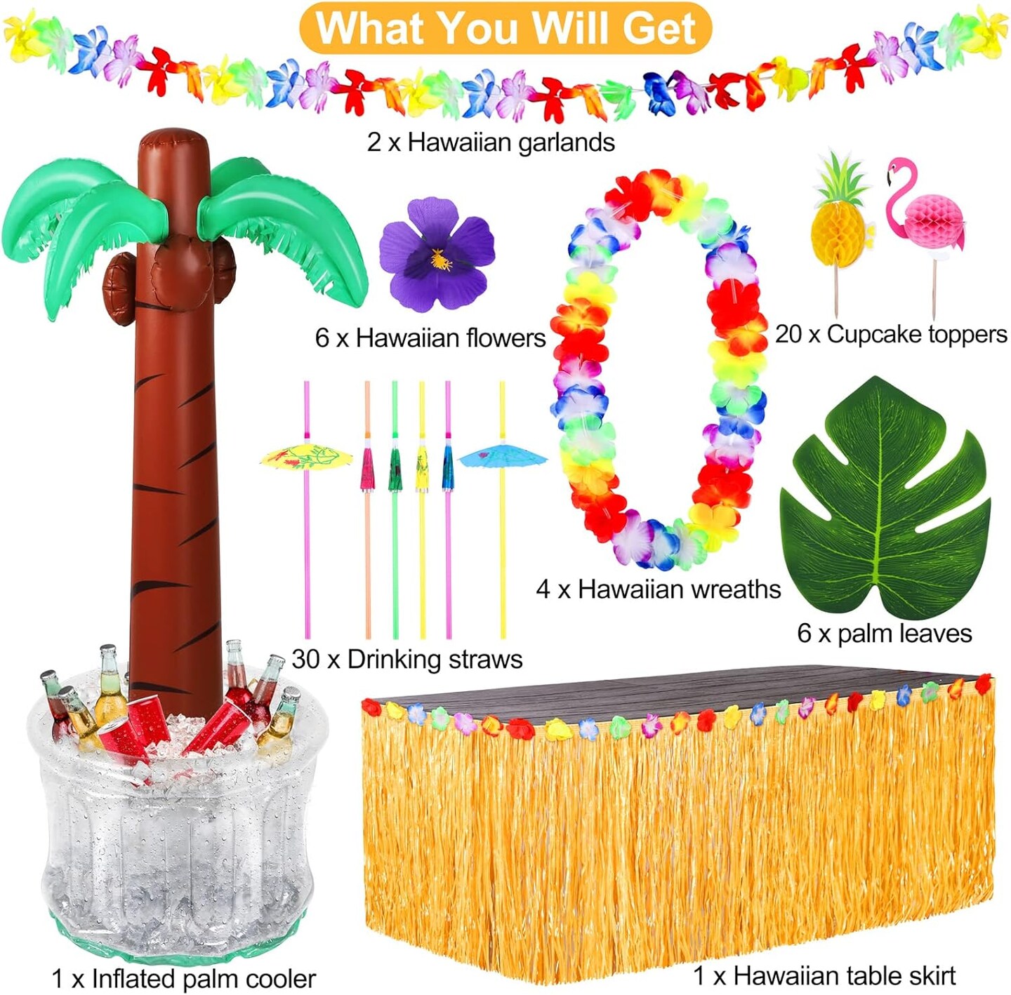 70 Pack Luau Party Decoration Hawaiian Beach Theme Party Favors 60 Inches