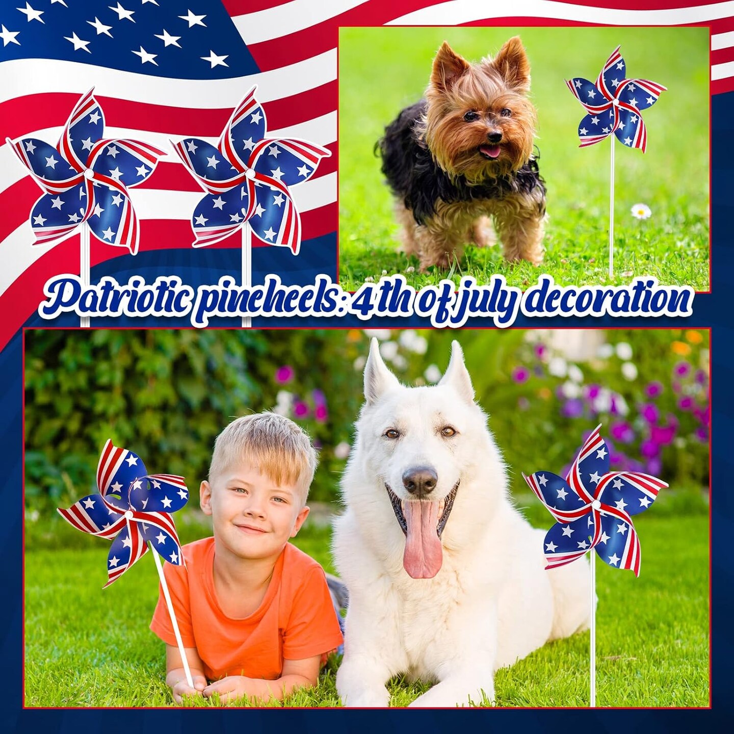 24 Pcs Patriotic Pinwheels 4th of July Pinwheels Independence Day Pinwheels Windmill Decorations