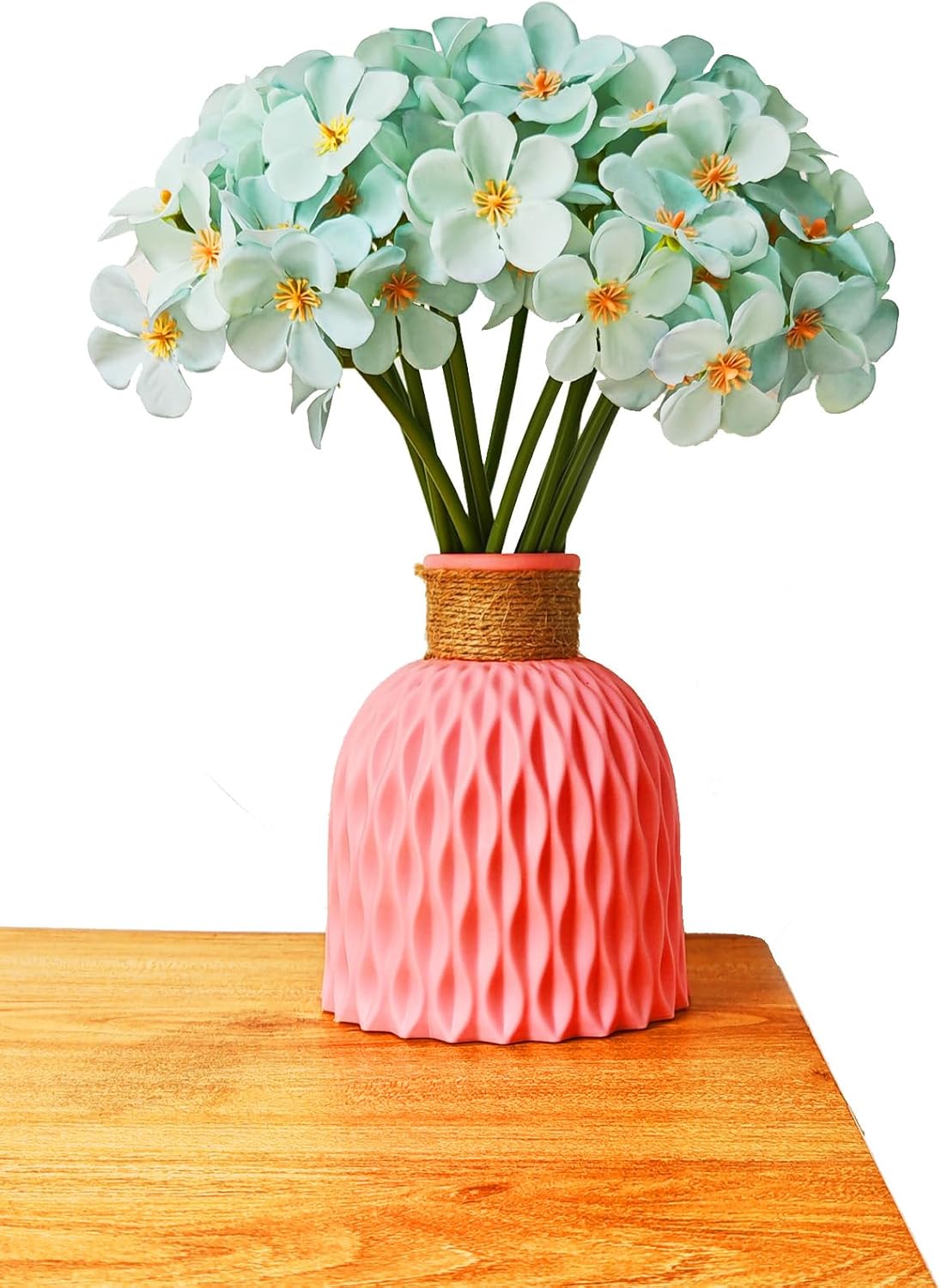 Summer Floral Arrangement &#x2013; Faux Hydrangea Artificial Bouquets, 14 Stems Fake Small Silk Flowers for Vase, Wedding and Baby Shower Centerpieces