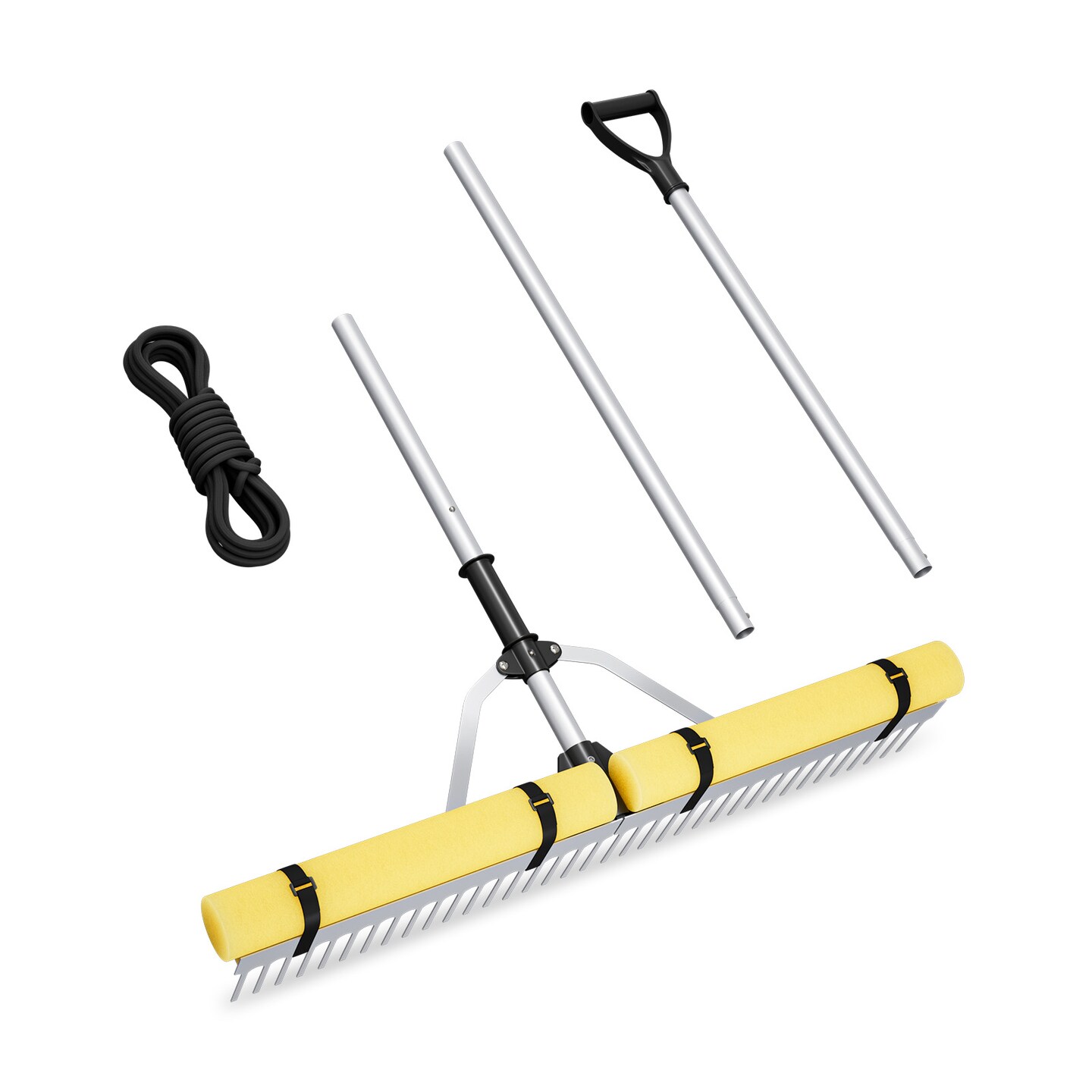 Silver Lake Rake Aquatic Pond Weed Cutter with 2 Removable Foam Floats and Aluminum Pole