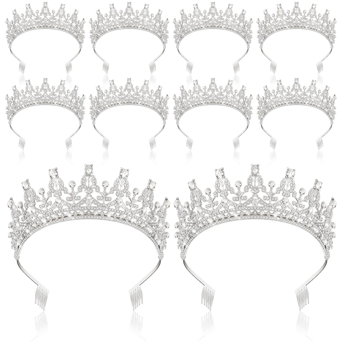 10 Pieces Crown Tiara for Women Crystal Headband with Comb Princess Rhinestone Queen Crown Bridal Hair Accessories Jewelry