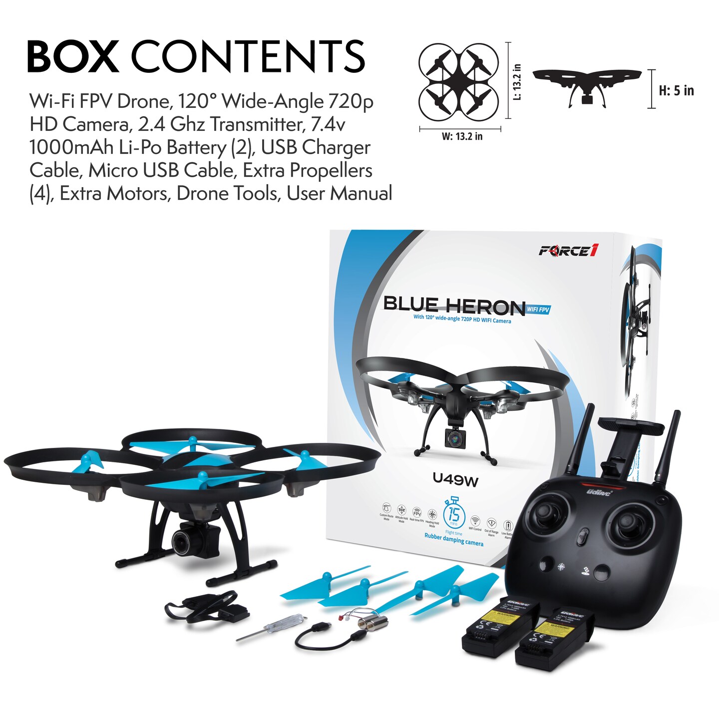 Force1 U49WF FPV Drone with Camera for Adults