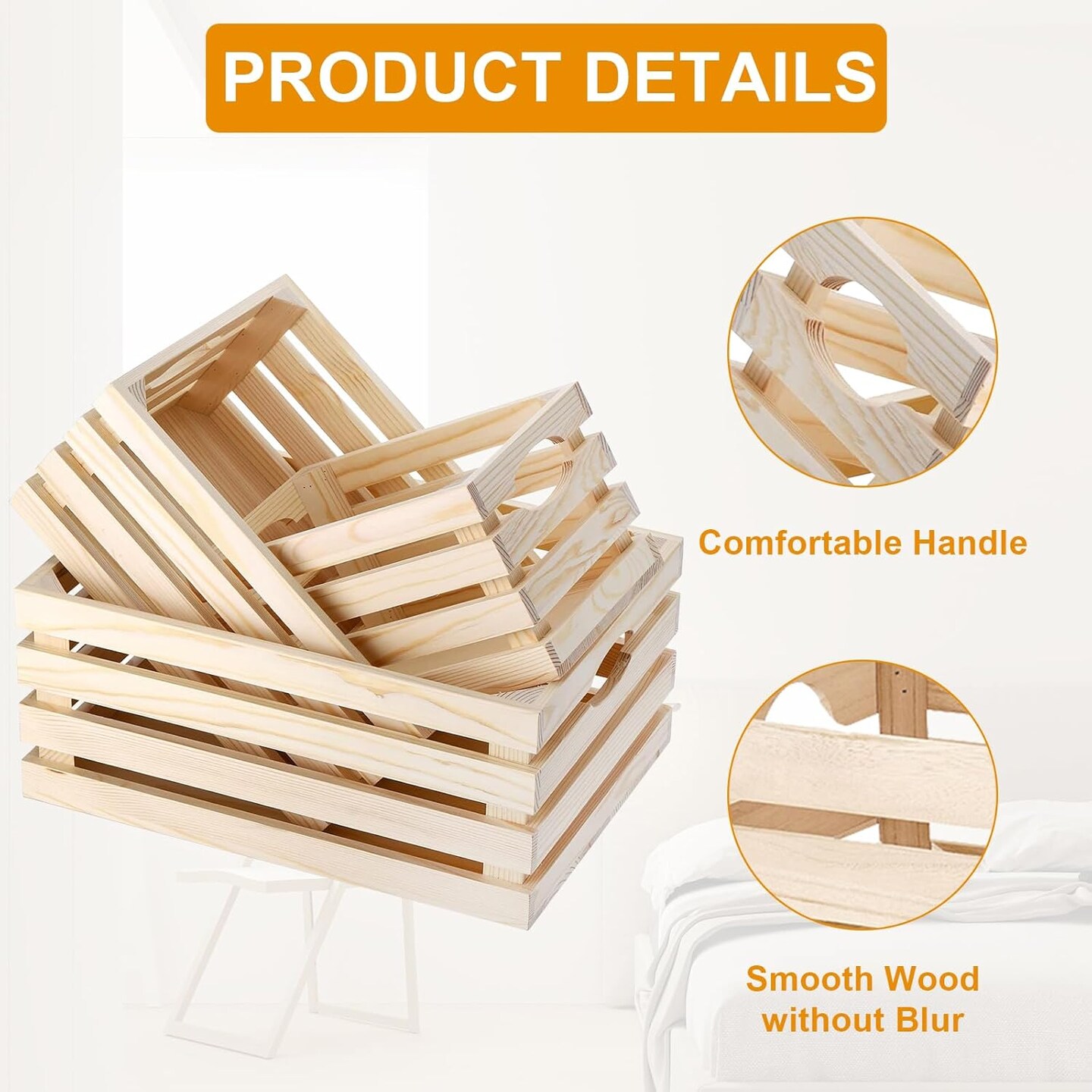 3 Pack Decorative Wood Crates