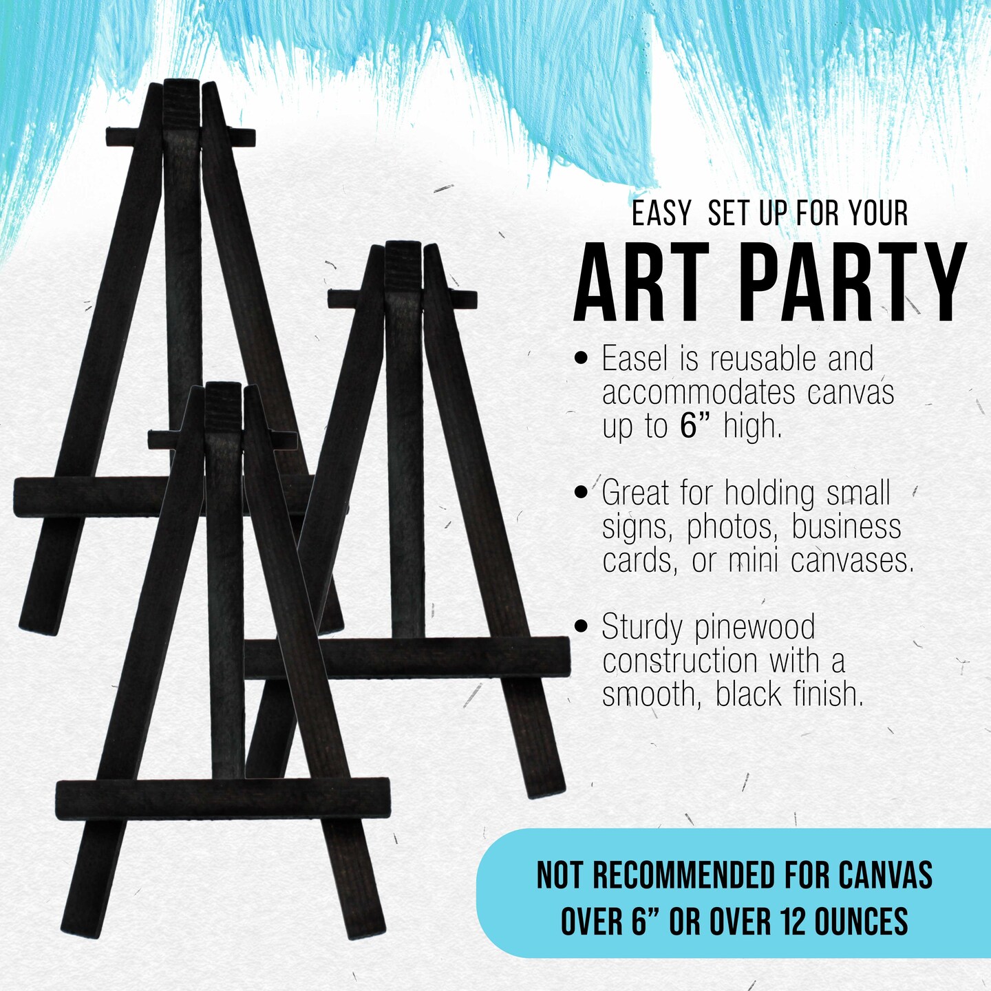 8&#x22; High Small Black Wood Display Easel (6 Pack), A-Frame Artist Painting Party Tripod Mini Easel - Tabletop Holder Stand for Canvases, Kids Crafts