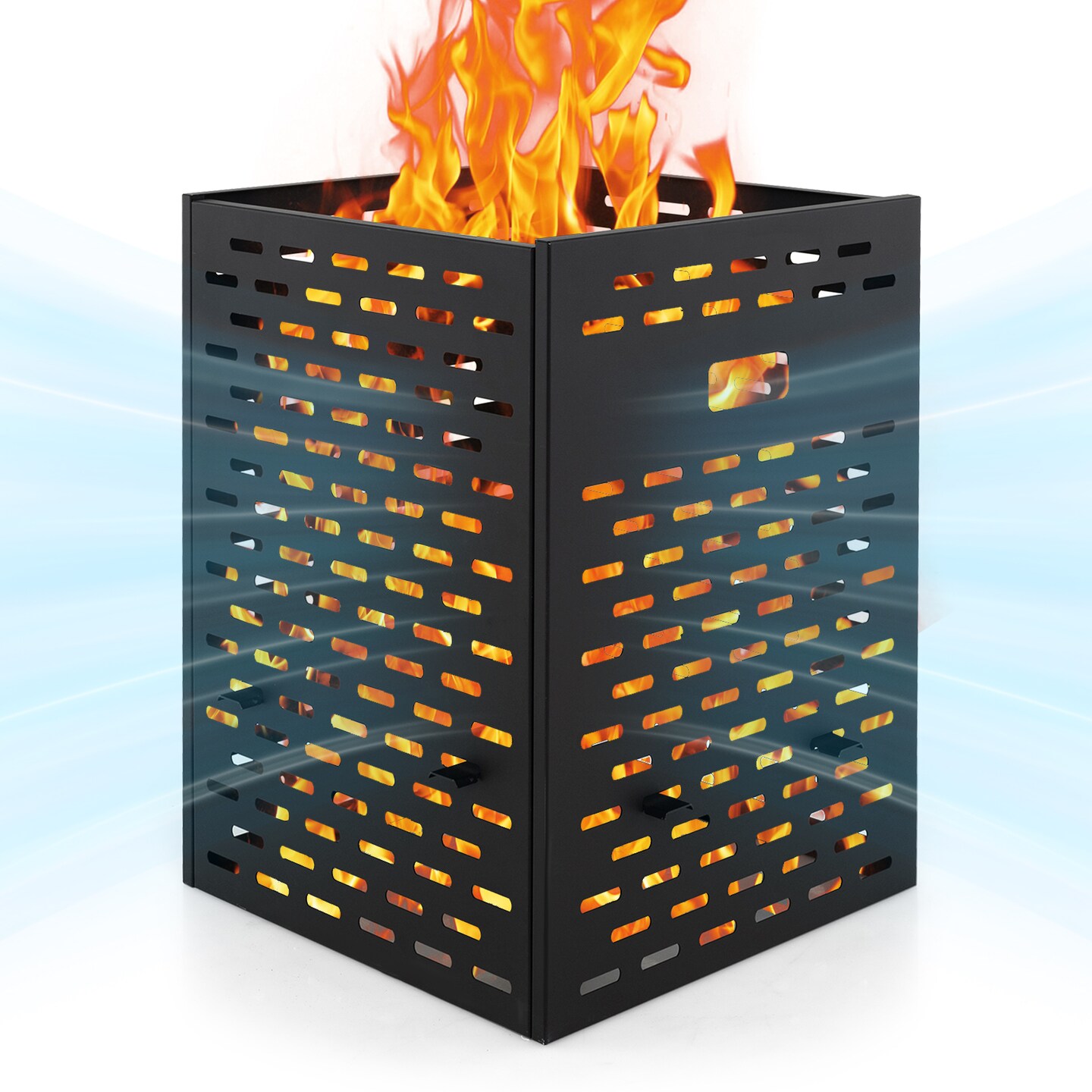 Black Carbon Steel Burn Barrel, 64Gal Capacity and Efficient Airflow