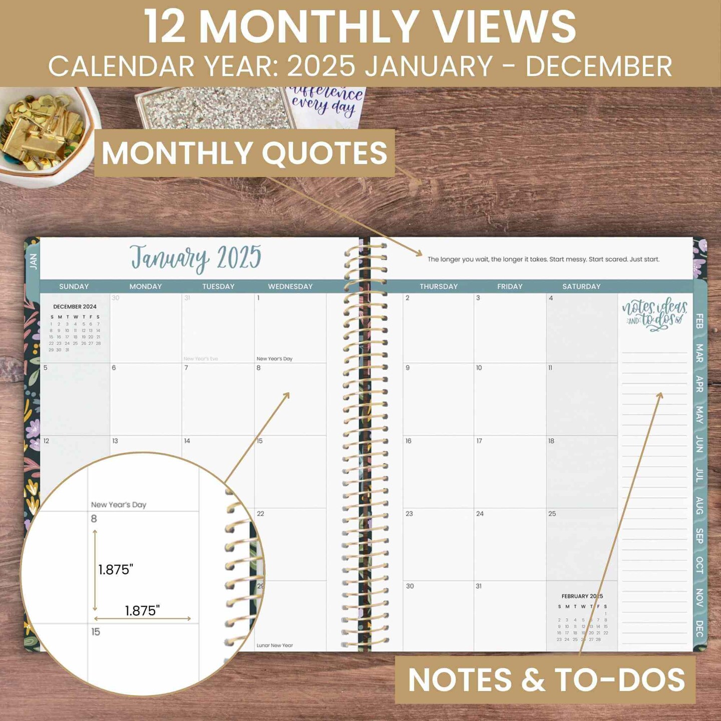 bloom daily planners 2025 Soft Cover Planner, 8.5" x 11", Be Kind