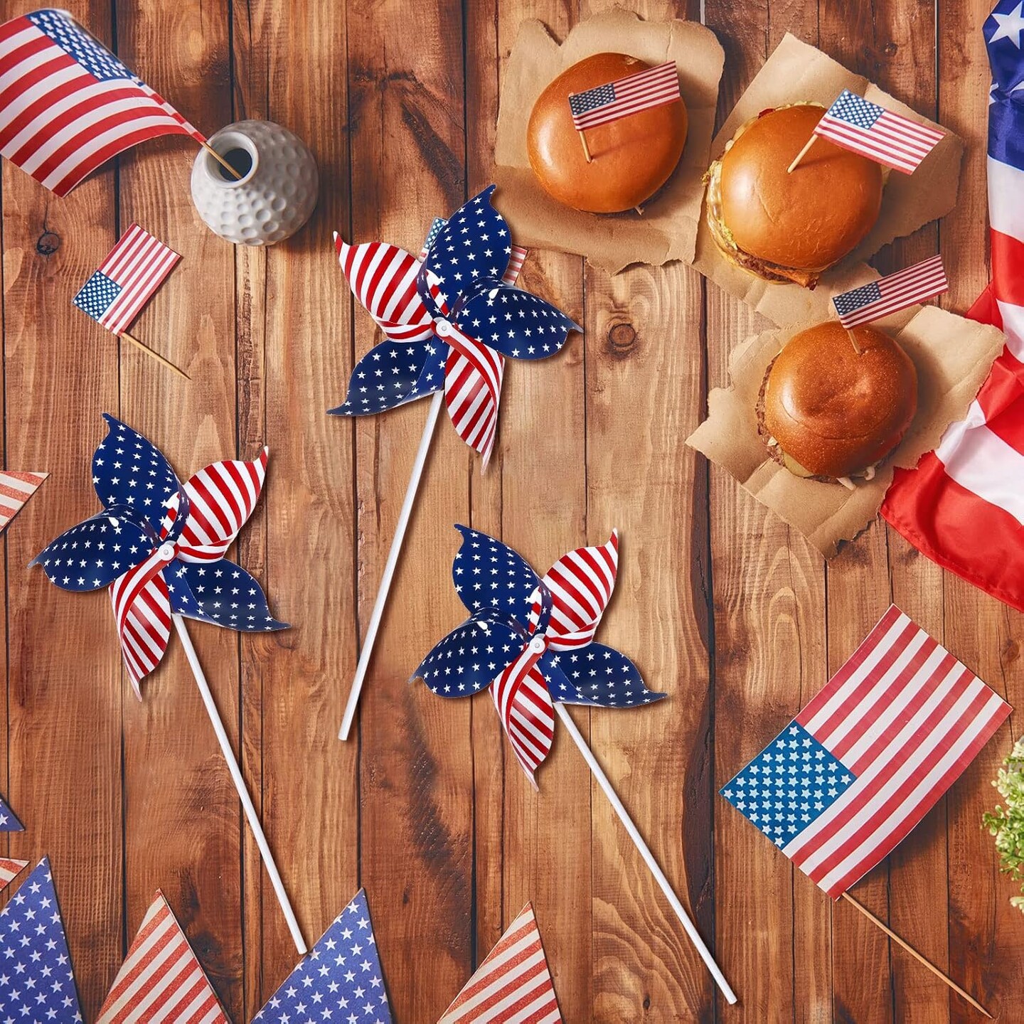 160 Pcs American Flag Patriotic Pinwheels 4th of July Decorations Red White and Blue Windmills Fourth of July Party Favors