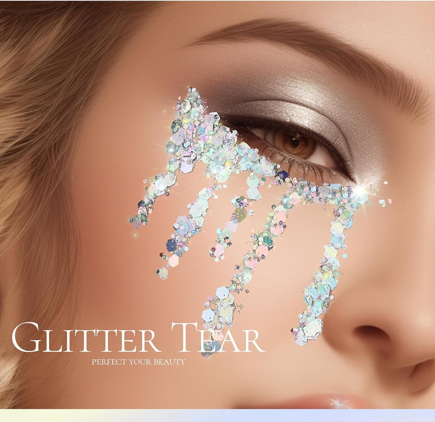 Body Glitter, Body Glitter Gel, Hair Glitter, Face Glitter, Holographic Chunky Makeup Silver Glitter Gel for Face, Makeup, Hair, Eye