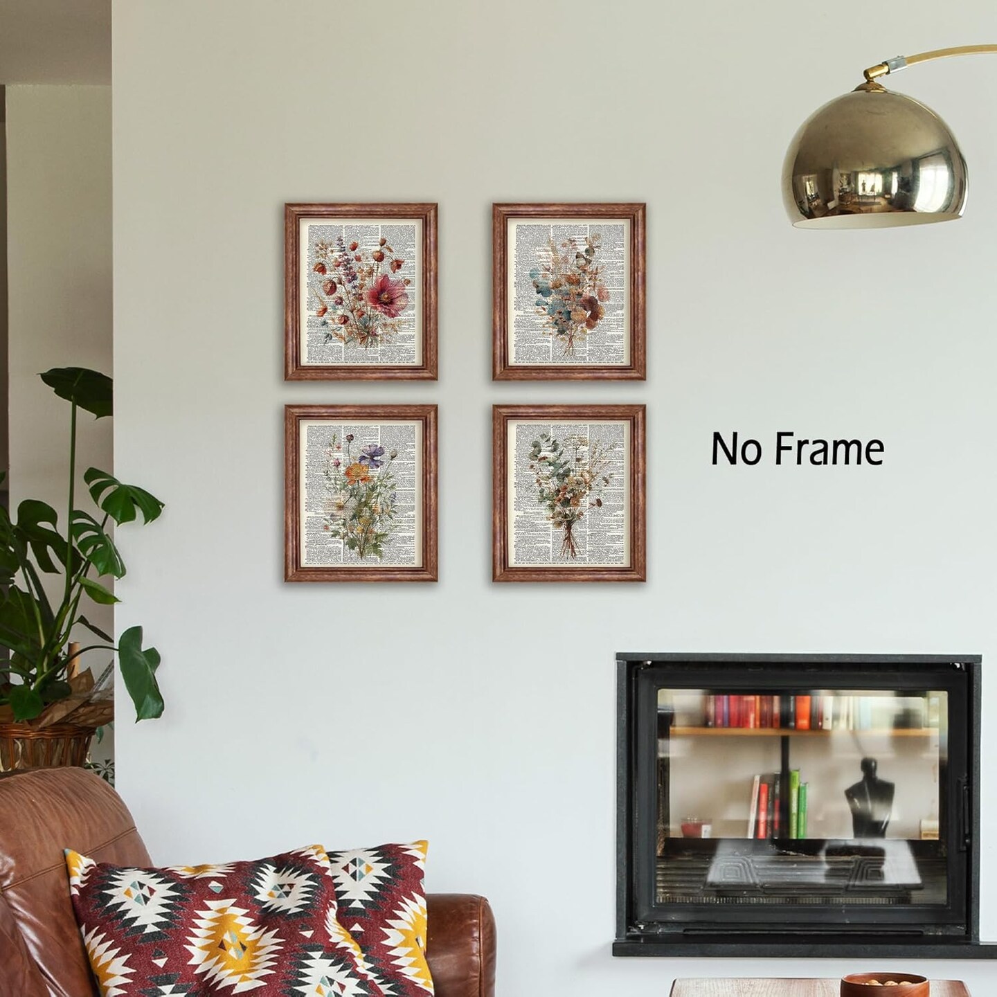 Summer Retro Floral Wall Decor Set of 4, Vintage Wildflower Artwork Poster, Rustic Botanical Flowers Wall Decor for Living Room, Bedroom, Office, Farmhouse Decorations, 8&#x22;x10&#x22; (Unframed)