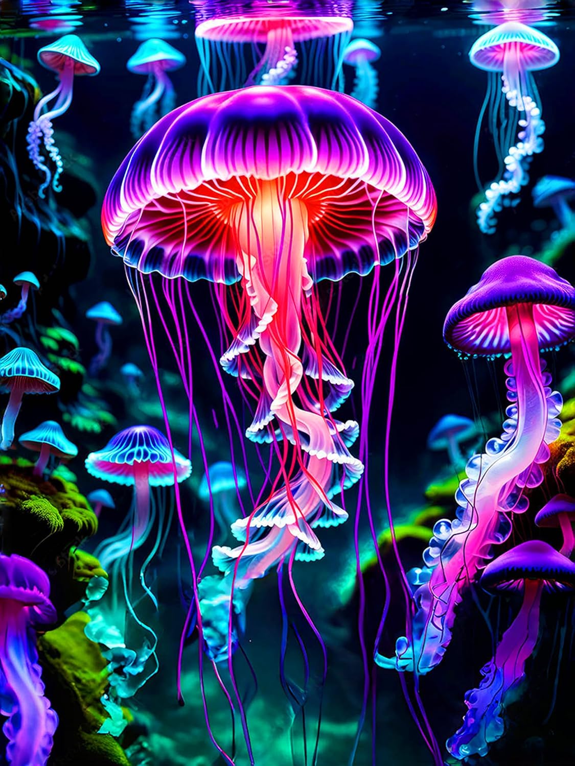 Diamond Painting Kits for Adults Glowing Jellyfish DIY 5D Diamond Art Kits Beginners Full Drill gem Art Crystal Craft Kits for Home Wall Art Bedroom Decor Gifts 12x16 inch