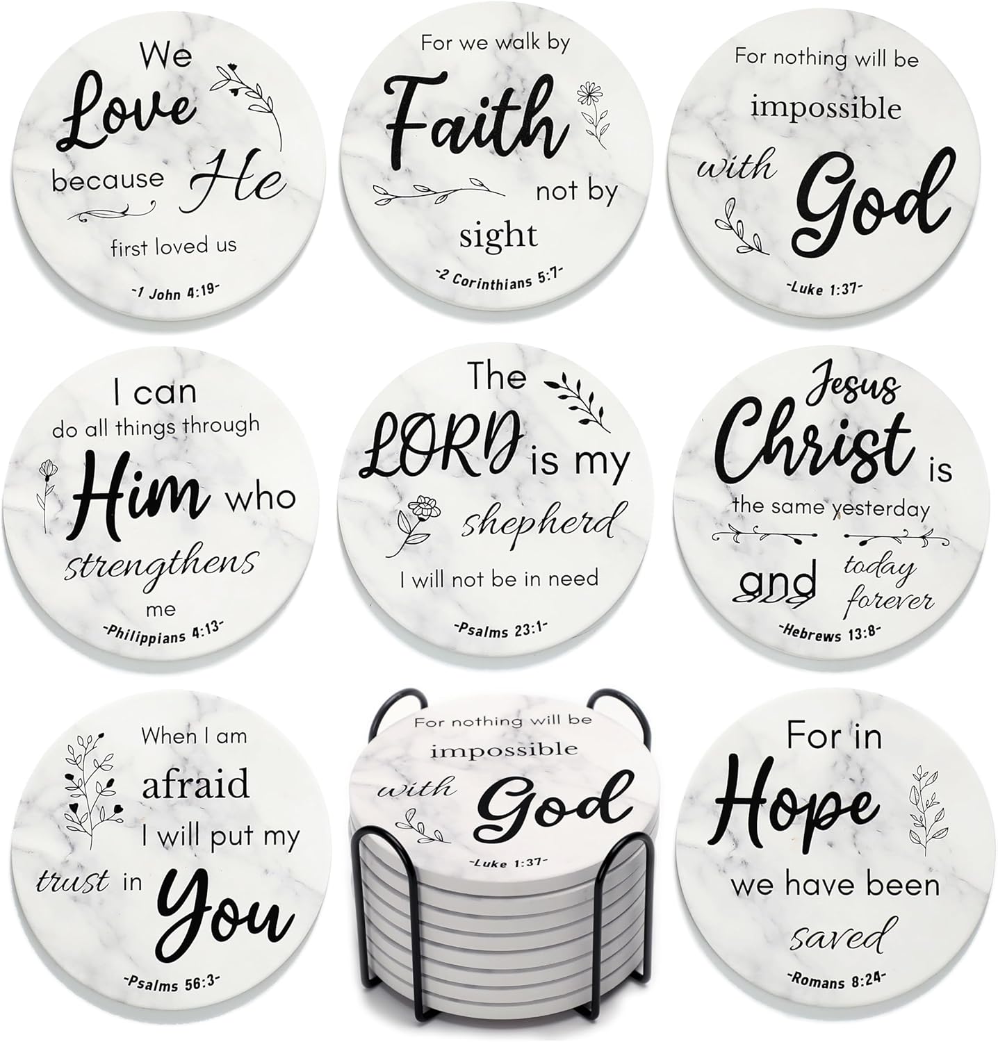 4 Inches Absorbent Ceramic Coasters with Bible Verses