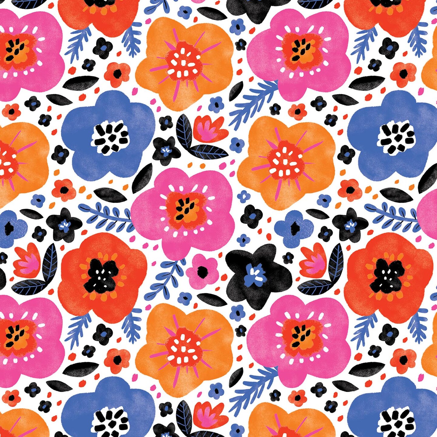 Pack/6 Rolls: Modern Floral Gift Wrap - Roll (30&#x22; x 5 ft.)
