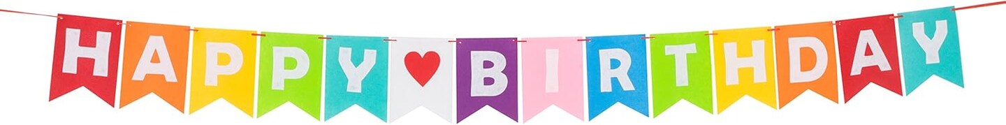Assembled Happy Birthday Banner Rainbow Bunting Decorations, Durable Felt Fabric